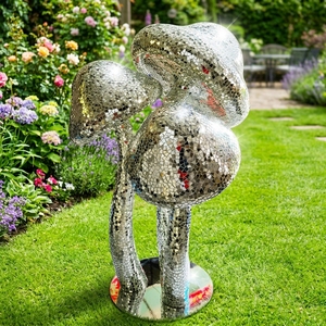 Estatua de León Acostado de Lujo con Mosaico Dorado de Tamaño Real, Escultura de Animal de Fibra de Vidrio para Decoración de Vestíbulo de Hotel, Villa o Jardín - Product Image 5