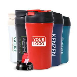 Custom Logo 400ML Stainless Steel Coffee <b>Cup</b> Double Wall Travel Office Coffee Mug <b>Thermos</b> Vacuum <b>Cup</b> With Straw Lid - Product Image 1