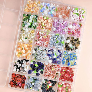 Adornos de Uñas con Forma de Rosa 3D, Lazo, Perla, Camelia y Gota de Agua, 24 Unidades, Resina Plástica, Decoración de Joyería, Superventas - Product Image 4