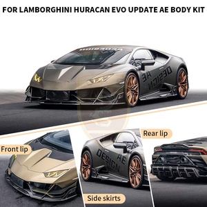 Kit carrosserie aérodynamique en carbone sec style AE pour <span class=keywords><strong>Lamborghini</strong></span> <span class=keywords><strong>Huracan</strong></span> LP610 <span class=keywords><strong>EVO</strong></span> : Lame avant, canards de pare-chocs, jupes latérales, diffuseur arrière - Product Image 3