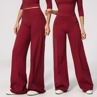 Pantalon de sport décontracté pour femme, taille haute, coupe large évasée, effet ventre plat, haute élasticité, anti-humidité, personnalisable avec logo