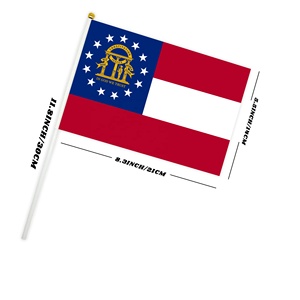 Custom Logo Georgia The Peach State Hand Waving <b>Flag</b> 14x21cm Stick Banner for Football and Sports Events - Product Image 2