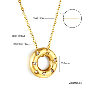 Collier avec pendentif en perle plaqué or 18 carats en acier inoxydable, design géométrique pour femmes, bijoux de fête - Product Image 4