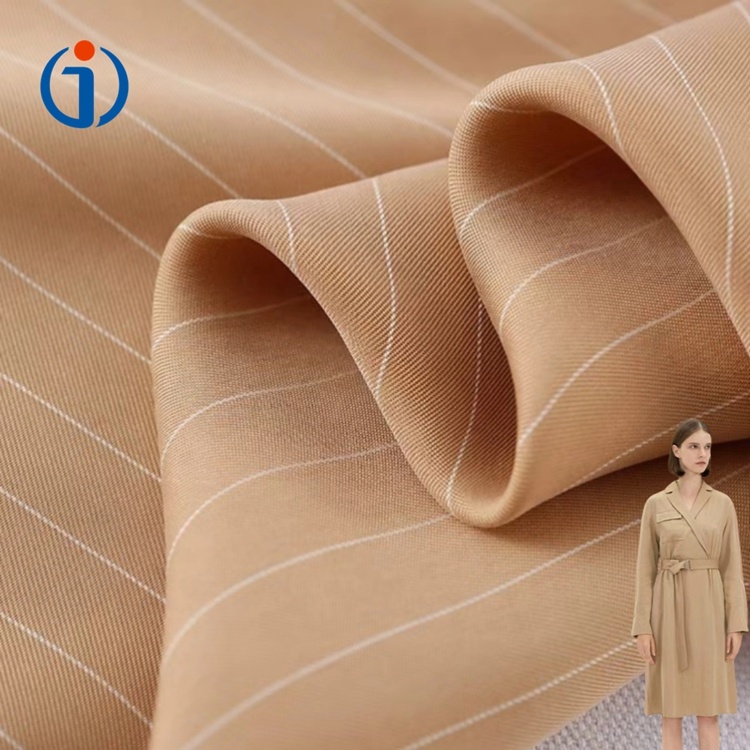 OEM ODM Woven Yarn Dyed 60% Cupro 39% Viscose 1% Polyester Pin Striped Fabric for Suits Shirt