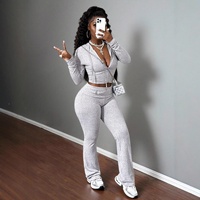 Ensemble deux pièces côtelé hiver 2026 à manches longues et capuche, anti-plis, coupe ajustée, décontracté, en Spandex/Polyester avec patchwork
