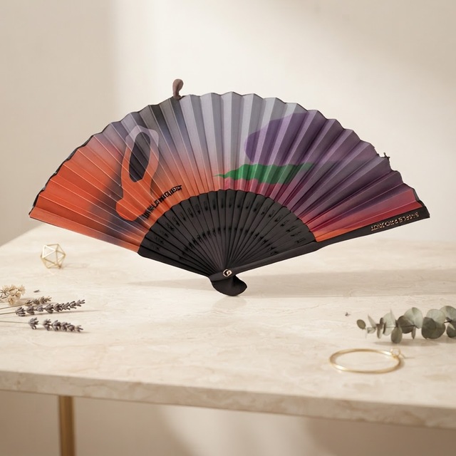 Chinese Style Folk Art Painted Silk Hollow Bamboo Bone Hand Fans for New Year Business Gift Events Use