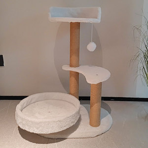 Árbol rascador para gatos de tres niveles, tipo villa, grande, con nido y juguete integrado, mobiliario y suministros para mascotas - Product Image 3