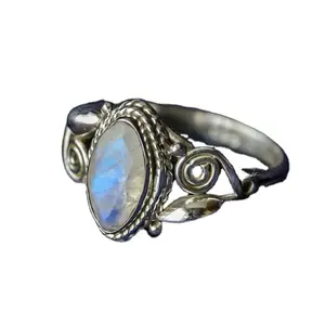 Ручной работы 925 Серебряное кольцо с Луной драгоценным камнем для женщин Мода подарок на Новый год кольцо с овальным вырезом