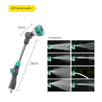 Pistolet de pulvérisation de jardin réglable, 8 réglages de pulvérisation, 180° °   Pistolet à eau rotatif avec poignée pour le nettoyage des serres