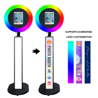 Cabina de Fotos Selfie con Logotipo Personalizado Gratuito, con Anillo de Luz RGB, Cabina de Fotos para iPad con Impresión Instantánea para Bodas, Fiestas de Cumpleaños y Eventos