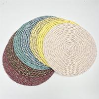 Sets de table ronds tressés faits à la main, napperons ajourés en maille, sets de table multicolores en corde de papier pour la cuisine et la décoration intérieure