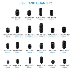 Black Concave End Mill Set 440pcs Carbon Steel Grade A Level 12.9 Industrial Standard DIN 916-1980 Socket Screw Box - Product Image 4