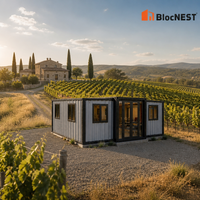 Maison conteneur extensible BlocNEST, bungalow préfabriqué modulaire avec aménagement flexible pour la vie de famille et les vacances