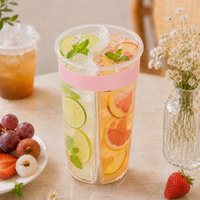 Groothandel 660ml S-vormige deelbeker met dubbele compartimenten van PP plastic voor fruitthee, boba-thee en melkthee voor winkels