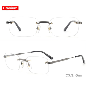 高級ブランドビンテージ眼鏡眼鏡カスタムメイド光学式リムレス眼鏡フレーム純粋なチタンフレーム - Product Image 1