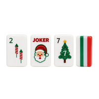 Weihnachts-Mahjong-Steine Rot Grün Weiß Mehrschichtig Acryl Santa Baum Zuckerstange 160-teiliges Amerikanisches Mahjong-Set für Feiertags-Spieleabende