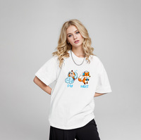 T-shirt vintage ample à col rond en pur coton 220g, manches courtes, taille US, pour jeunes, personnalisable avec impressions POD, idéal pour l'e-commerce transfrontalier Etsy