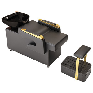 Wholesale Modern Hair Salon Shampoo <b>Bed</b> Manufacturer's Custom Ceramic Basin Semi-Reclining Head Therapy Barber Shop Washing <b>Bed</b> - Product Image 3