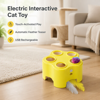 Nouveau Jouet Électrique Interactif pour Chat, Design Moderne et Luxueux, Thème Dessin Animé, avec Plume et Forme de Fromage à Cinq Cavités, Rechargeable, en Matériau ABS, Résistant aux Rayures