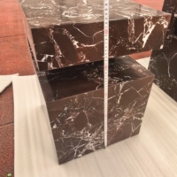 Table basse en pierre naturelle Rosso Levanto Table basse pour thé, socle en marbre cubique Table d'appoint pour décoration de salon Meubles de luxe