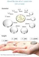Aimant en néodyme NdFeB rond personnalisé, sinterisé N35-N52, plaqué nickel NiCuNi, aimanté axiallement pour moteur, capteur, électronique, haut-parleur