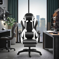 Chaise de bureau ergonomique inclinable en similicuir PU, réglable en hauteur, confortable, pour gamer et PC, à prix abordable