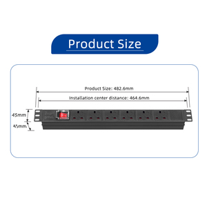 1U 6-Way UK ổ cắm giá điện dải PDU với <span class=keywords><strong>switch</strong></span> CE/ROHS chứng nhận 250V cho mạng tủ và dữ liệu trung tâm - Product Image 3