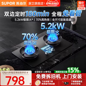 Cuisinière à gaz intégrée Z-Q8pro, double brûleur, minuterie, allumage électronique à impulsions, surface en verre trempé, gaz naturel ou liquéfié pour usage domestique - Product Image 3