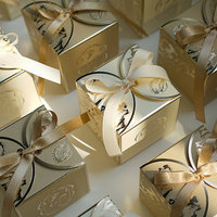 Boîtes Cadeaux de Mariage Champagne, Boîtes Chocolat pour Mariage, Fête Prénatale, Boîtes Cadeaux Dorées avec Ruban