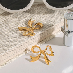Bowknot Drop Earrings 18K Gold Plated Stainless Steel Heart Shape Fashion Jewelry <b>Gift</b> For Women - Product Image 3