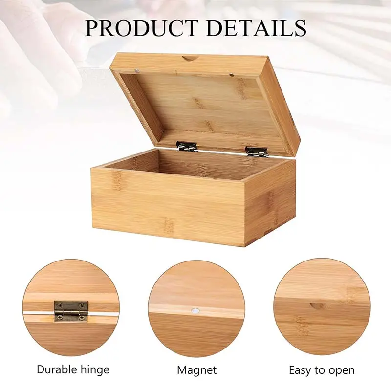 Piccola scatola di legno di bambù con coperchio incernierato scatola di legno naturale per l'artigianato arte decorativa casa di stoccaggio in legno scatola ricordo regalo
