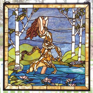 Panel de Vidrio Artístico Hecho a Mano Personalizado de 75*75 CM con Diseño de Dama para Ventana, Puerta o Pared, Doble Acristalamiento, Estilo Catedral Chino - Product Image 3