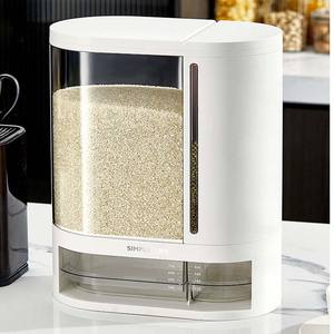 Cubo de almacenamiento de arroz de gran capacidad con partición de tapa a prueba de insectos, dispensador de alimentos de medición de flujo automático, contenedores de almacenamiento de granos - Product Image 2
