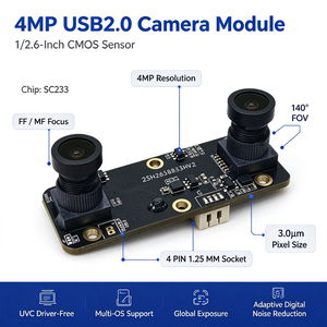 Caméra binoculaire SC233 4MP à obturateur global, capteur CMOS 1/2,6 pouces, plage dynamique 91,5 dB, objectif F3,2 mm F2,5, connecteur 4 broches 1,25 mm, synchronisation du cadre - Product Image 1