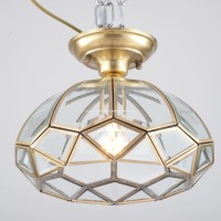 Lustre suspendu en verre géométrique faceté, dôme en laiton de luxe, style Art déco moderne, lampe suspendue cristalline pour cuisine