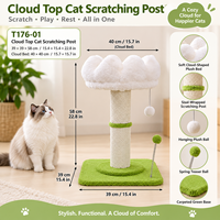 Arbre à chat nuageux avec lit rembourré en peluche, griffoir en sisal et deux jouets à billes, couleurs et tailles personnalisables OEM ODM