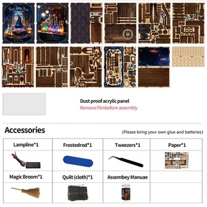 Mini maison de poupée à succès avec éclairage LED, kit de jouets de construction et de puzzle en bois Magic Book Nook, jouet élégant <span class=keywords><strong>pour</strong></span> enfants - Product Image 3