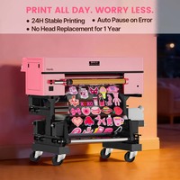 Printer UV DTF Industri 24" I3200 Head Cup Wrap Transfers Roll to Roll UV DTF Sticker Printing Eksklusif Pink Langsung dari Pabrik