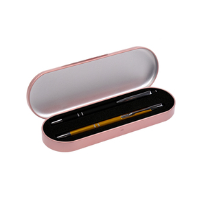 Stock d'usine en gros logo personnalisé ovale noir blanc <span class=keywords><strong>rose</strong></span> avec charnière boîte en fer blanc stylo plume laser stylo emballage boîte en fer blanc de stockage - Product Image 5