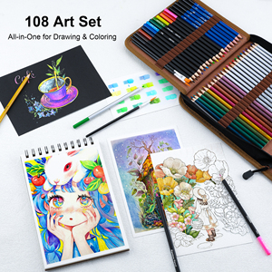 KALOUR Nouveau produit assorti de 108 crayons à dessin et à croquis, crayons de couleur, ensemble de dessin dans un étui à fermeture éclair en nylon - Product Image 5