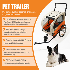 Remorque de vélo pour animaux de compagnie en acier durable, imperméable, pliable et portable, pour chiens et chats, idéale pour les voyages et le transport en extérieur. - Product Image 3