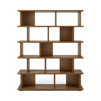 Étagère ouverte en noyer noir de style Wabi Sabi moderne du milieu du siècle, unité de rangement multi-compartiments pour la maison et le bureau