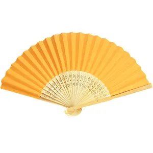 Custom Chinese Promotional Small Bamboo Fabric fan Folding Hand Held Paper Fans as Gift