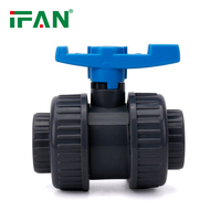 Vanne à boisseau sphérique UPVC à double union, haute pression, DIN ANSI, 1/2\"-4\", sur mesure, vente en gros, usine IFAN