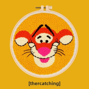 Kit di ricamo con ago da pugno in stile cartone animato con disegno floreale russo pittura di filati educativi per bambini animali in tessuto artigianale - Product Image 3