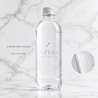 Autocollants personnalisés ultra-transparents pour bouteilles d'eau minérale, imperméables, aspect sans étiquette, étiquetage transparent sur transparent, prix usine, MOQ 1 pièce