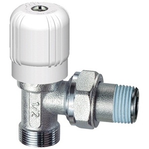 Robinet d'angle manuel 1/2 pour radiateurs, structure de commande à bille, fonctions d'arrêt et de coupure - Product Image 1