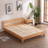 Lits modernes en bois massif ensemble de chambre à coucher meubles sains en bois ergonomique minimaliste nordique teck lit double en bois avec rangement