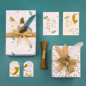 Rollo de papel de regalo de cumpleaños-Papel Kraft 80gsm 43x300cm | Embalaje de regalo personalizado al por mayor a granel | Diseño de gatito lindo - Product Image 2