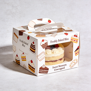 Cajas de Embalaje de Papel para Pasteles con Logotipo Impreso Personalizado, Diseño de Caja de Pastel Personalizada, Cajas de Embalaje de Papel para Alimentos Plegables Ecológicas con Ventana - Product Image 1